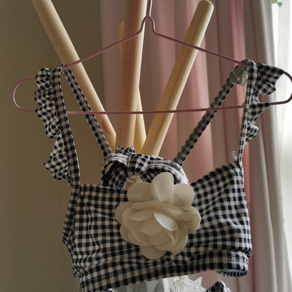New Janie and Jack flower White and navy bathsuit - Picture 4 of 7